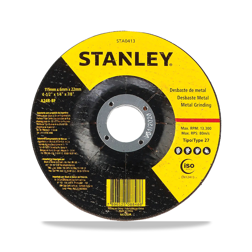 صورة منتج حجر وقرص جلخ مفرد عجلة حركة 115 مم 6 مم 22.23 مم 2223 مم ستانلي (STANLEY) موديل STA0413 - كود الصنف reemco-2027-1444865 - ماركة يباع من خلال reemco - توريد وتصوير حصري لشركة ريمكو القابضة السعودية