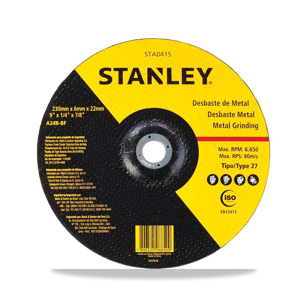 صورة منتج حجر وقرص جلخ مفرد عجلة حركة 230 مم 6 مم 22.23 مم 2223 مم ستانلي (STANLEY) موديل STA0415 - كود الصنف reemco-2027-1444893 - ماركة يباع من خلال reemco - توريد وتصوير حصري لشركة ريمكو القابضة السعودية