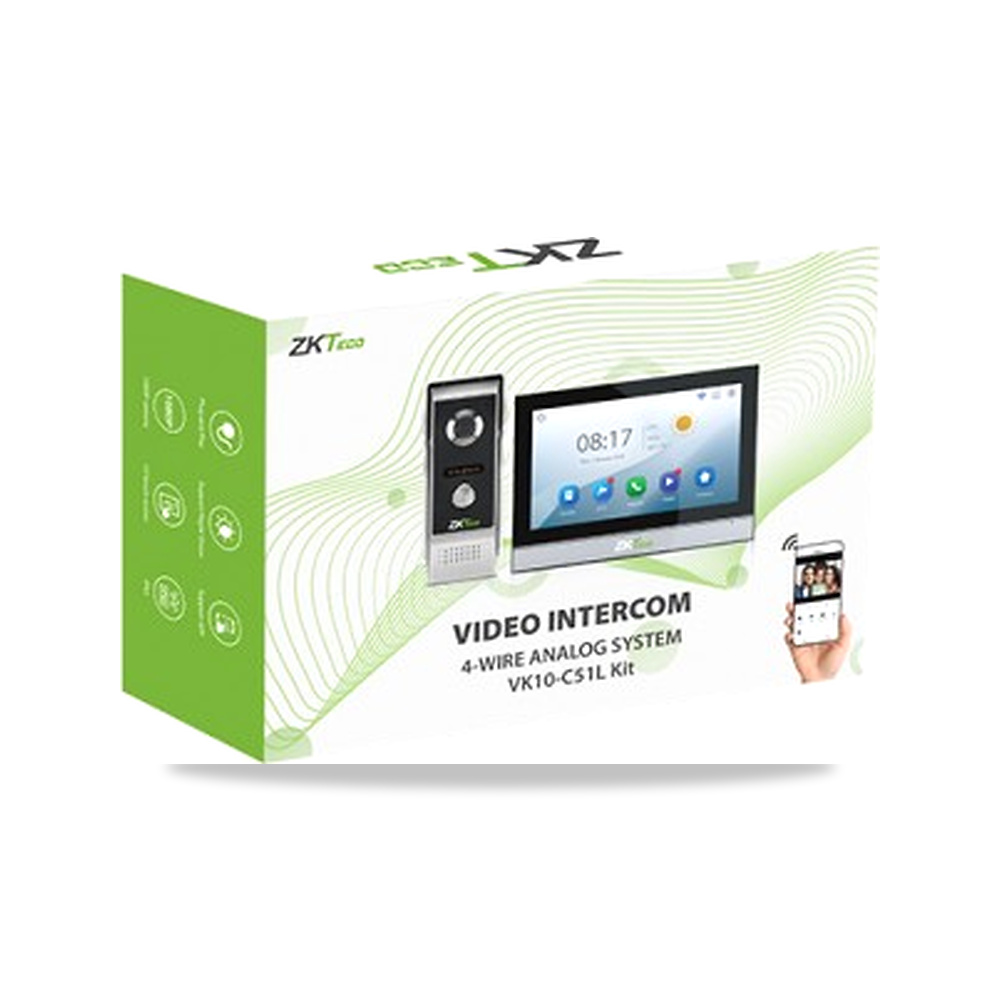 صورة منتج نظام انتركم مرئي ذكي سلك كهربائي زد كيه تيكو (ZKTeco) موديل VK10-C51L Kit – نوع الخامة Aluminium Alloy + ABS plastic – ≤3 واط - كود الصنف reemco-2027-1453232 - ماركة يباع من خلال reemco - توريد وتصوير حصري لشركة ريمكو القابضة السعودية