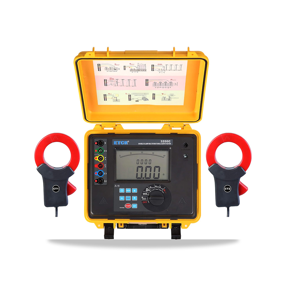 صورة منتج مقياس الجهد الكهربائي ETCR3200C متعدد الوظائف بمشبك مزدوج لاختبار المقاومة الارضية بتيار متردد 0~600 فولت - كود الصنف reemco-2027-1478377 - ماركة يباع من خلال reemco - توريد وتصوير حصري لشركة ريمكو القابضة السعودية