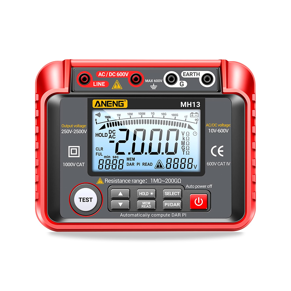 صورة منتج جهاز اختبار مقاومة العزل الرقمي MH13 250-2500V 1MΩ-200GΩ مقياس ميجر ميغوم نطاق تلقائي 2000 عدد شاشة LCD - كود الصنف reemco-2027-1478816 - ماركة يباع من خلال reemco - توريد وتصوير حصري لشركة ريمكو القابضة السعودية