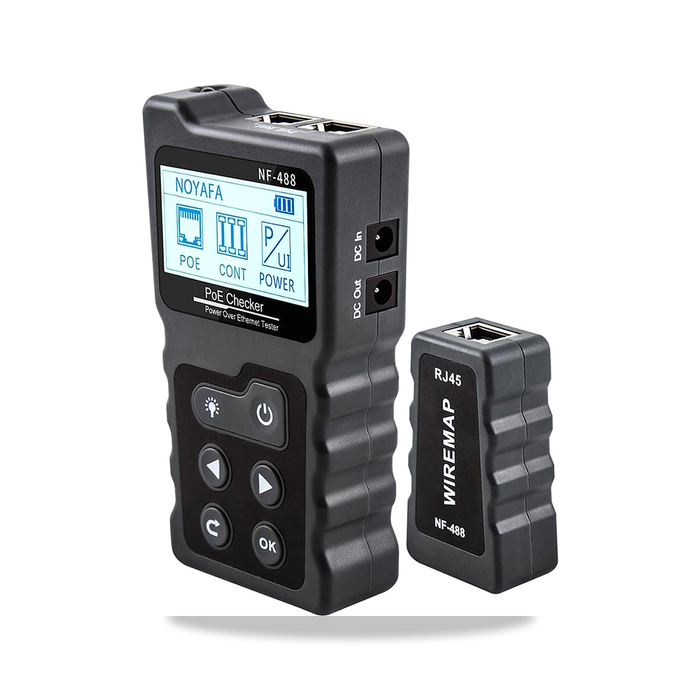 صورة منتج جهاز اختبار الالياف الضوئية NF-488 بشاشة LCD بتقنية PoE عبر ايثرنت كات 5 وكات 6 من باكفان، اداة حلقة PAKFAN - كود الصنف reemco-2027-1479885 - ماركة يباع من خلال reemco - توريد وتصوير حصري لشركة ريمكو القابضة السعودية