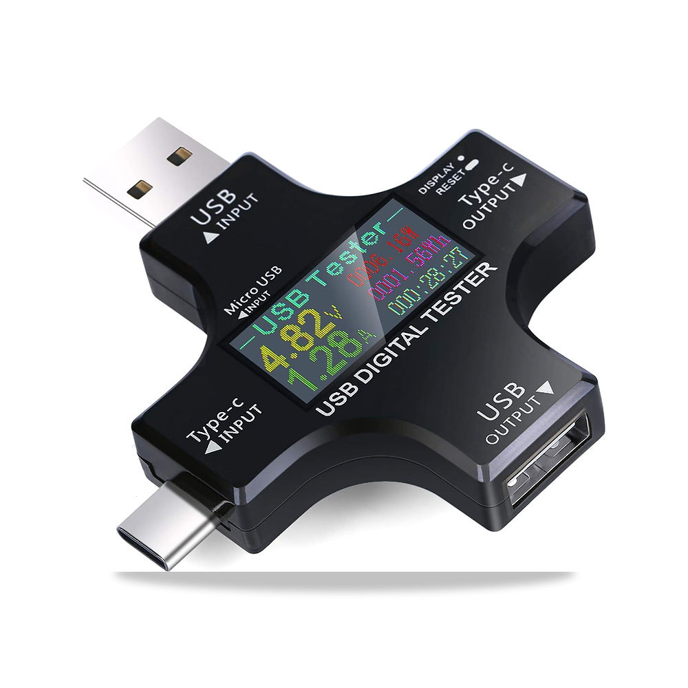 صورة منتج جهاز قياس طاقة 2 في 1 بمنفذ USB C، مقياس رقمي متعدد بشاشة LCD ملونة لقياس الجهد الكهربائي وشدة التيار لكيبل - كود الصنف reemco-2027-1495783 - ماركة يباع من خلال reemco - توريد وتصوير حصري لشركة ريمكو القابضة السعودية