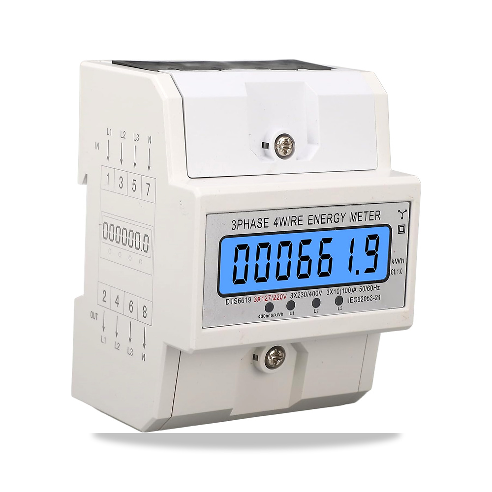 صورة منتج عداد طاقة رقمي ثلاثي المراحل بشاشة LCD عالية الدقة لتركيب قضبان DIN 3×127 220 فولت 100 موديل DTS6619-019 - كود الصنف reemco-2027-1496019 - ماركة يباع من خلال reemco - توريد وتصوير حصري لشركة ريمكو القابضة السعودية