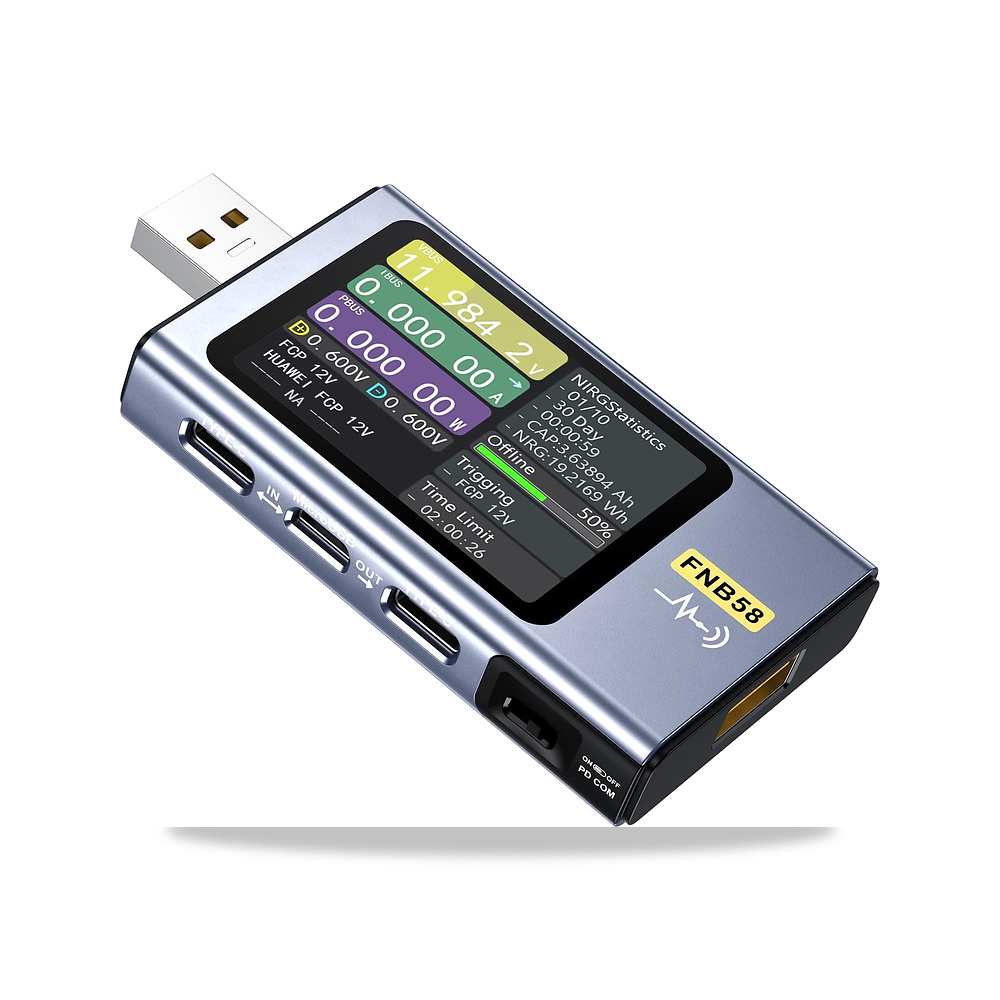 صورة منتج جهاز اختبار USB C 4-28 فولت 7 امبير LCD USB A & C الطاقة الحالية مع بلوتوث، كشف الشحن السريع سعة الزناد قياس - كود الصنف reemco-2027-1496150 - ماركة يباع من خلال reemco - توريد وتصوير حصري لشركة ريمكو القابضة السعودية