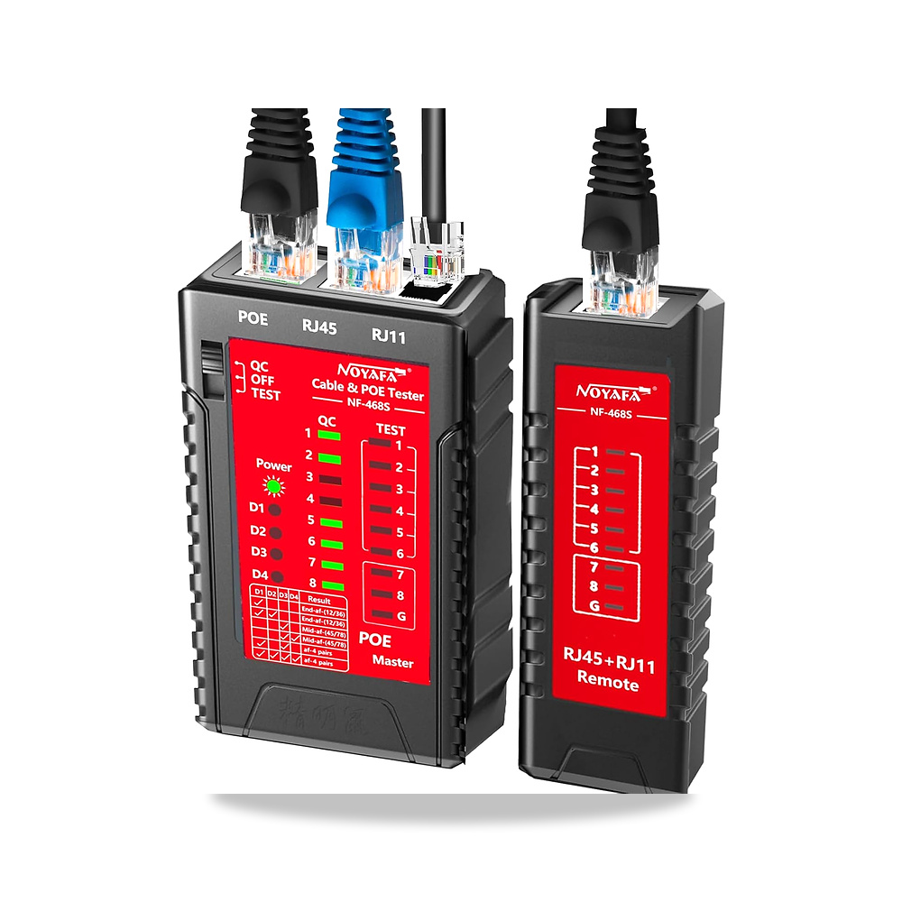صورة منتج نويافا جهاز اختبار كيبل الشبكة NF-468S، ايثرنت RJ12 RJ11 RJ45 لـ CAT5 CAT5E CAT6 CAT6A POE استمرارية UTP/STP - كود الصنف reemco-2027-1496180 - ماركة يباع من خلال reemco - توريد وتصوير حصري لشركة ريمكو القابضة السعودية
