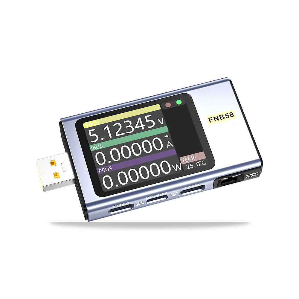 صورة منتج جهاز اختبار USB FNB58 من لوليتي، 4-28 فولت، مقياس فولت رقمي، محفز توصيل طاقة، يدعم بروتوكول الشحن السريع USB - كود الصنف reemco-2027-1496945 - ماركة يباع من خلال reemco - توريد وتصوير حصري لشركة ريمكو القابضة السعودية