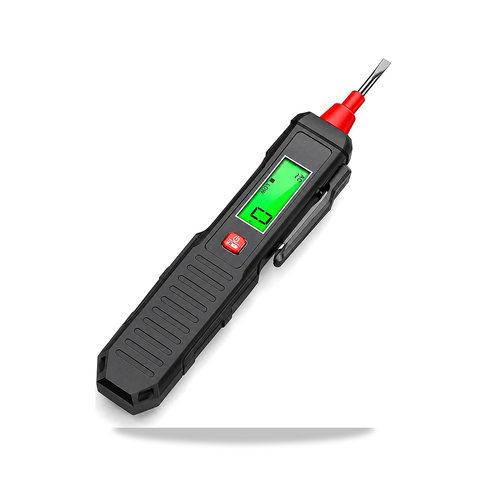 صورة منتج قلم كشف الجهد LCD، جهاز اختبار التيار المتردد بدون تلامس 12-300 فولت مع Jelquix – اللون أسود – 12 فولت (تيار متردد) - كود الصنف reemco-2027-1497064 - ماركة يباع من خلال reemco - توريد وتصوير حصري لشركة ريمكو القابضة السعودية
