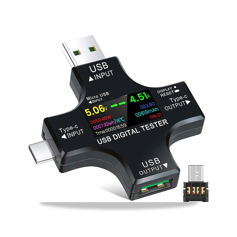 صورة منتج جهاز اختبار USB C 2 في 1 بمنفذ USB نوع سي بشاشة ملونة اي بي اس رقمي متعدد ومقاومة الجهد الكهربي للكشف - كود الصنف reemco-2027-1497082 - ماركة يباع من خلال reemco - توريد وتصوير حصري لشركة ريمكو القابضة السعودية