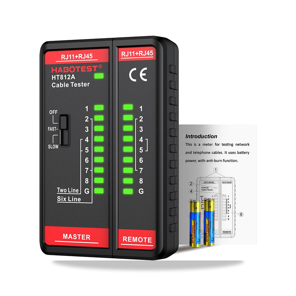 صورة منتج جهاز اختبار كيبل الشبكة HT812A بمنفذ RJ45 RJ11، أداة الايثرنت ومكبر صوت والمحوري والفيديو والبيانات، سرعة - كود الصنف reemco-2027-1498316 - ماركة يباع من خلال reemco - توريد وتصوير حصري لشركة ريمكو القابضة السعودية