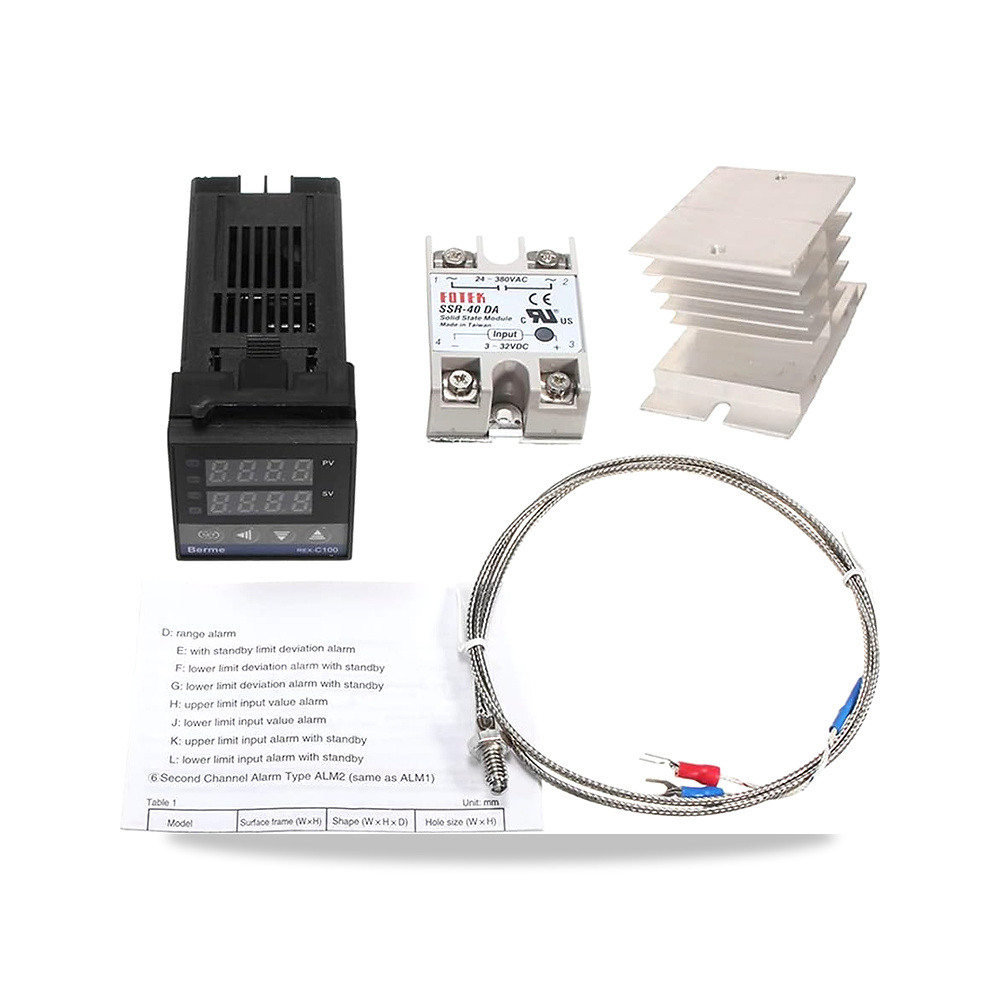 صورة منتج وحدة تحكم في درجة الحرارة من أونا، REX-C100FK02-V AN مخرج في درجة SSR + SSR-40 DA + مسبار K + المشتت الحراري - كود الصنف reemco-2027-1499857 - ماركة يباع من خلال reemco - توريد وتصوير حصري لشركة ريمكو القابضة السعودية