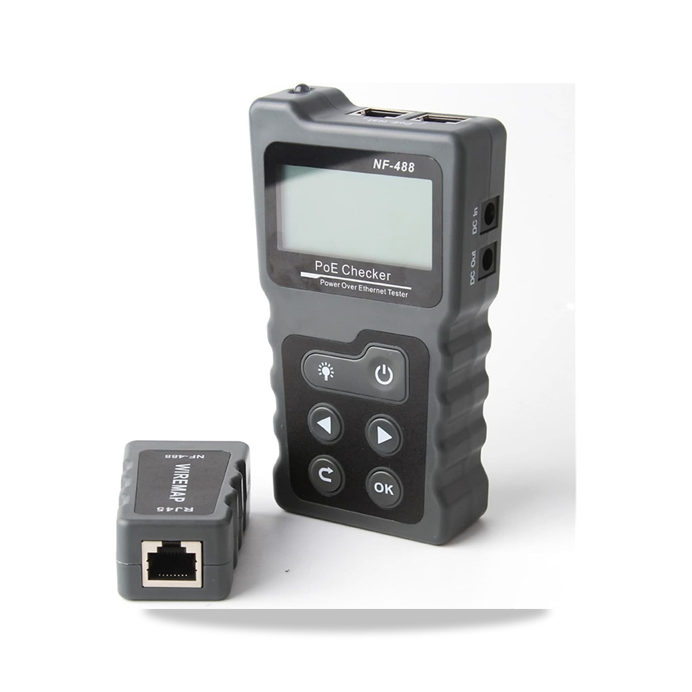 صورة منتج جهاز اختبار كابلات شبكة LCD NF-488 من كيو اس دي سي في اي اس، فحص اسلاك PoE مدمج لاختبار الجهد والتيار عبر - كود الصنف reemco-2027-1500979 - ماركة يباع من خلال reemco - توريد وتصوير حصري لشركة ريمكو القابضة السعودية