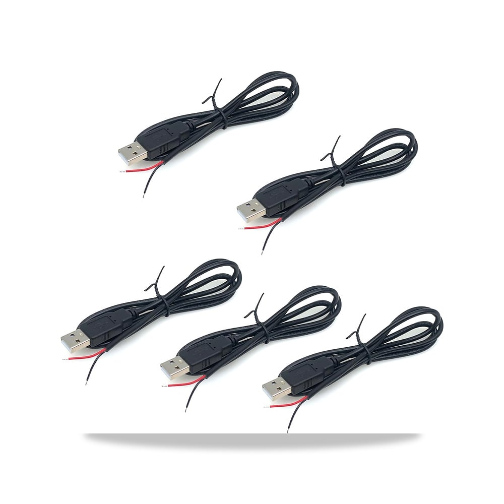 صورة منتج 5 قطع 3.2 قدم 22AWG USB 2.0 ذكر 2.0 كيبل ضفيرة بدبوسين، 3 امبير 5 فولت USB نوع A 2 نواة تمديد بطرف مفتوح - كود الصنف reemco-2027-1507932 - ماركة يباع من خلال reemco - توريد وتصوير حصري لشركة ريمكو القابضة السعودية