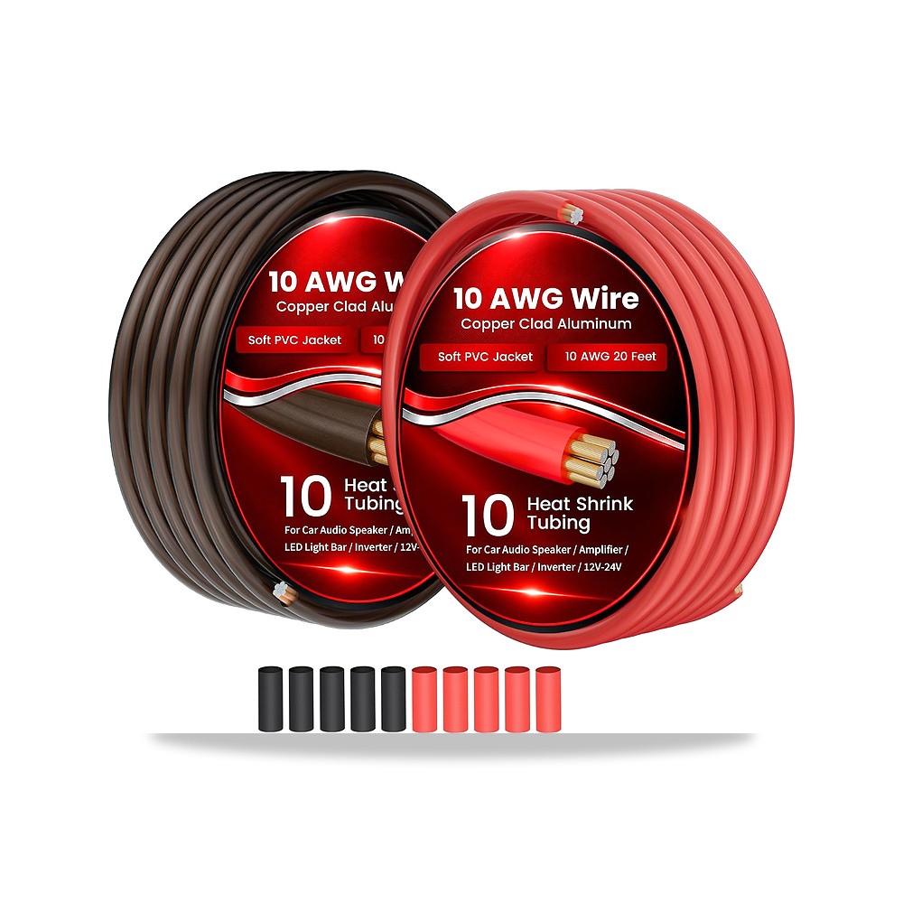 صورة منتج سلك قياس 10 (20 قدم لكل منهما، احمر/اسود)، كيبل كهربائي للسيارات CCA 10AWG - كود الصنف reemco-2027-1510211 - ماركة يباع من خلال reemco - توريد وتصوير حصري لشركة ريمكو القابضة السعودية