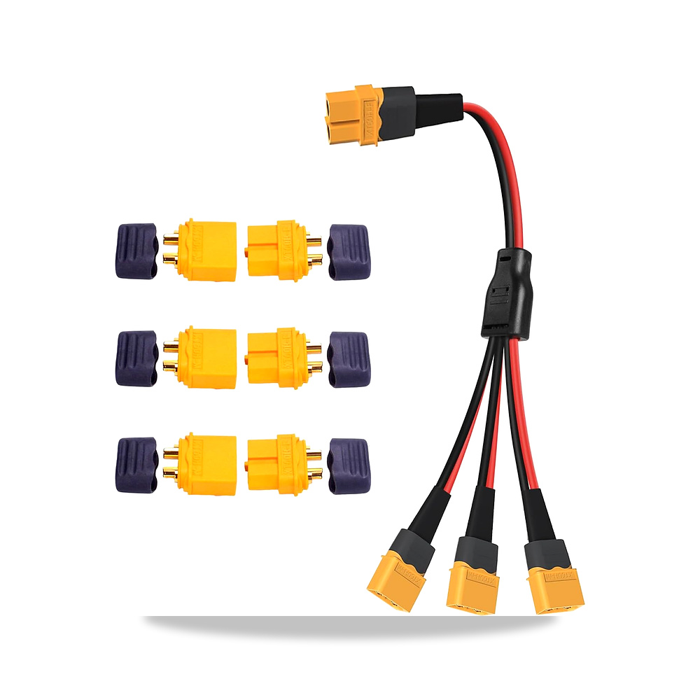 صورة منتج كيبل XT60H مقسم على شكل حرف Y 12AWG XT60 1 انثى الى 3 ذكر 30 سم، 3 ازواج موصلات بطارية XT60H، غطاء غمد ذكر - كود الصنف reemco-2027-1510847 - ماركة يباع من خلال reemco - توريد وتصوير حصري لشركة ريمكو القابضة السعودية