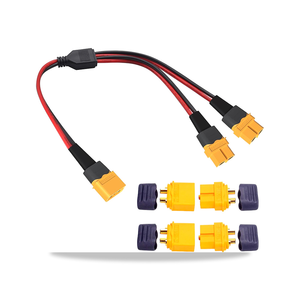 صورة منتج كيبل XT60H مقسم على شكل حرف Y 12AWG XT60، ذكر الى 2 انثى بطول 30 سم، زوجان من موصلات البطارية XT60H، غطاء - كود الصنف reemco-2027-1510848 - ماركة يباع من خلال reemco - توريد وتصوير حصري لشركة ريمكو القابضة السعودية