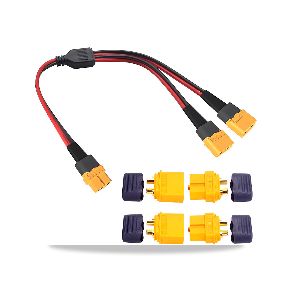 صورة منتج كيبل XT60H مقسم على شكل حرف Y 12AWG XT60 1 انثى الى 2 ذكر 30 سم، زوجان من موصلات البطارية XT60H، غطاء غمد - كود الصنف reemco-2027-1510851 - ماركة يباع من خلال reemco - توريد وتصوير حصري لشركة ريمكو القابضة السعودية