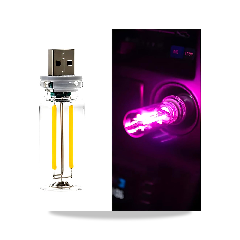 صورة منتج مصباح LED بمنفذ USB للسيارة، زجاجة اضاءة صغيرة للواجهة المحيطة، ملحقات تزيين ليلي محمول عالمي لسيارات الدفع – المقاس 2.36 × 0.8 بوصة - كود الصنف reemco-2027-1511689 - ماركة يباع من خلال reemco - توريد وتصوير حصري لشركة ريمكو القابضة السعودية