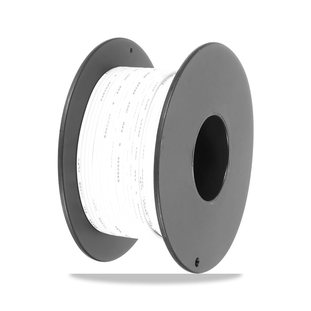 صورة منتج جيني سلك ربط مجدول من بلاستيك PVC 28AWG بطول 30 متر/96 قدم، ابيض، سلك نحاسي مغلف بالقصدير UL1007 للتوصيل - كود الصنف reemco-2027-1511813 - ماركة يباع من خلال reemco - توريد وتصوير حصري لشركة ريمكو القابضة السعودية