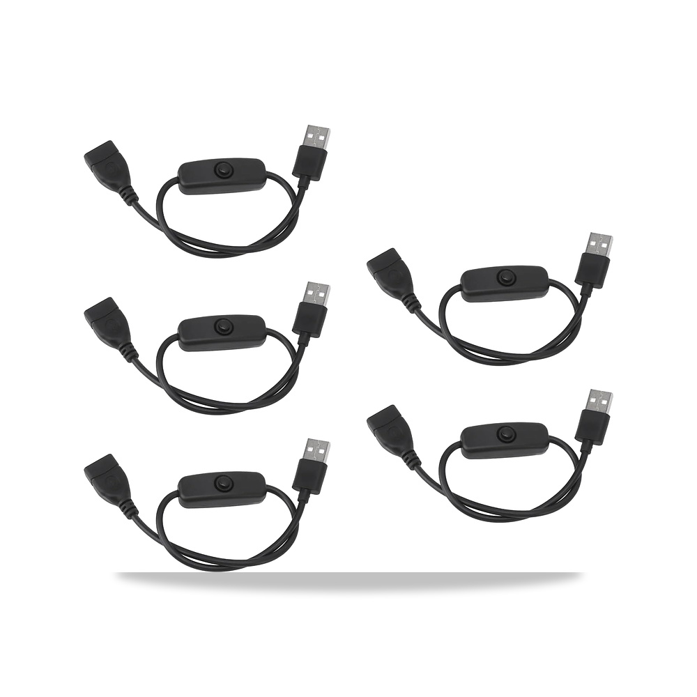 صورة منتج زيروديس كيبل وصلة USB ذكر الى انثى، تمديد USB بدبوسين من بلاستيك PVC مع زر لمسجل القيادة ومصابيح LED من 5 قطع - كود الصنف reemco-2027-1511850 - ماركة يباع من خلال reemco - توريد وتصوير حصري لشركة ريمكو القابضة السعودية