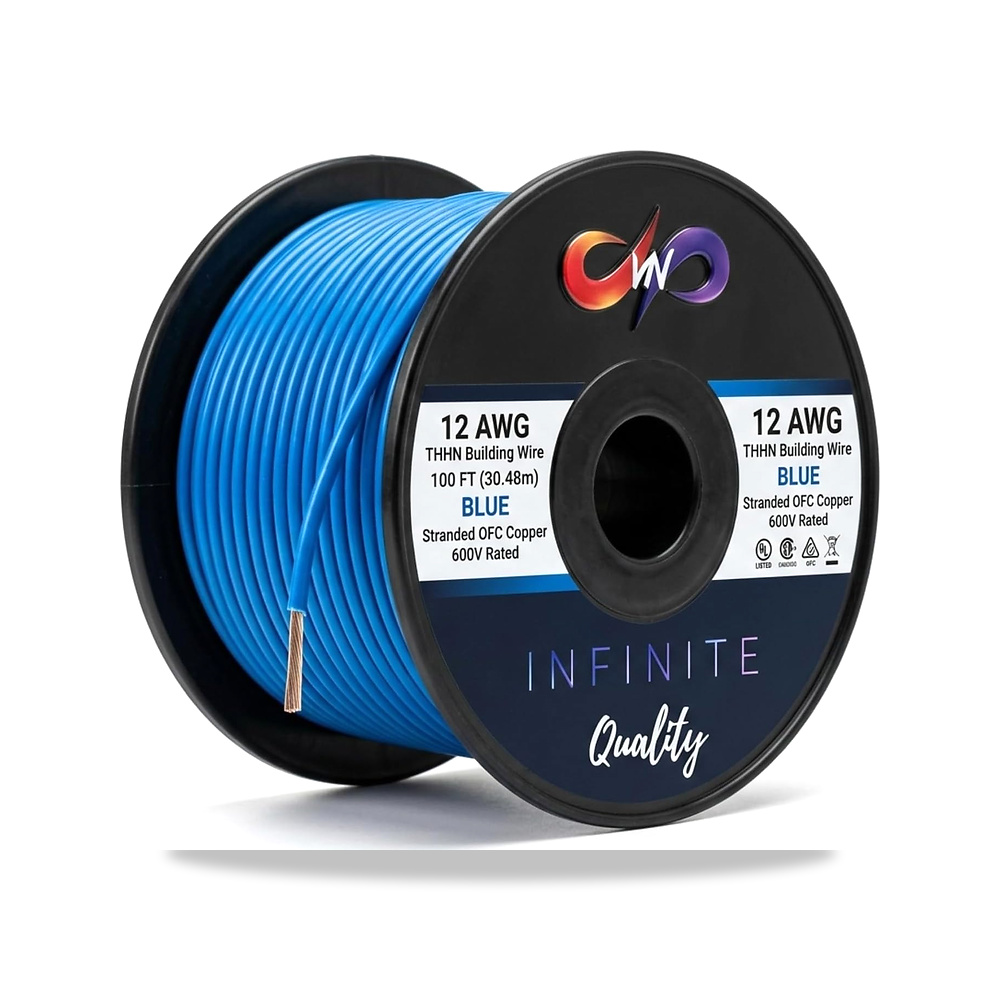صورة منتج سلك 12AWG THHN من في ان بجودة انفينيت 12 مقياس 12 بطول 100 قدم او اف سي، موصل نحاسي كهربائي مجدول 600 فولت – اللون أزرق (Blue) - كود الصنف reemco-2027-1512644 - ماركة يباع من خلال reemco - توريد وتصوير حصري لشركة ريمكو القابضة السعودية