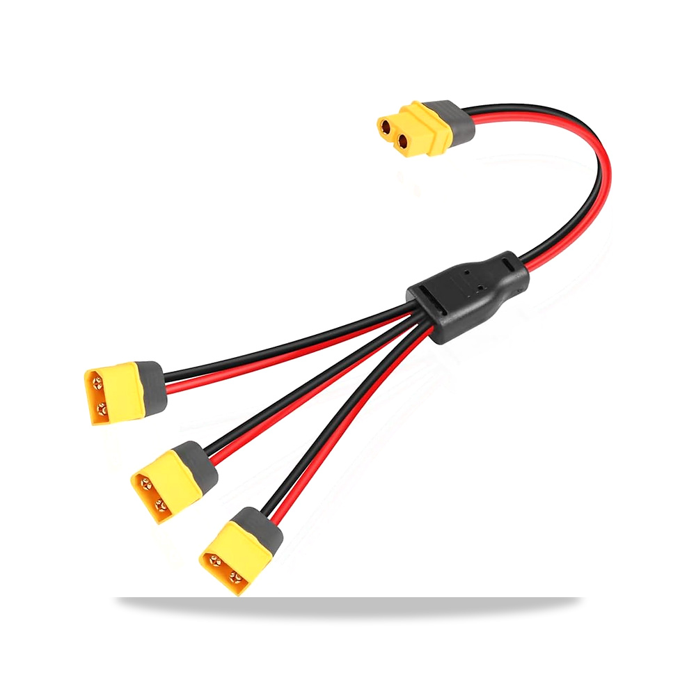 صورة منتج كيبل مقسم نوع Y 12AWG من اوريفين 1 الى 3 بطول 0.3 متر XT60 انثى الى ثلاثة ذكر بدبوسين من النحاس المطلي - كود الصنف reemco-2027-1512931 - ماركة يباع من خلال reemco - توريد وتصوير حصري لشركة ريمكو القابضة السعودية