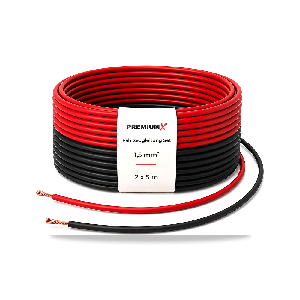 صورة منتج بريميوم اكس FLRY-B Vehicle Cable Set 5 متر 1.5 ملم² احمر/اسود – اللون أحمر وأسود – المادة النحاس - كود الصنف reemco-2027-1513120 - ماركة يباع من خلال reemco - توريد وتصوير حصري لشركة ريمكو القابضة السعودية