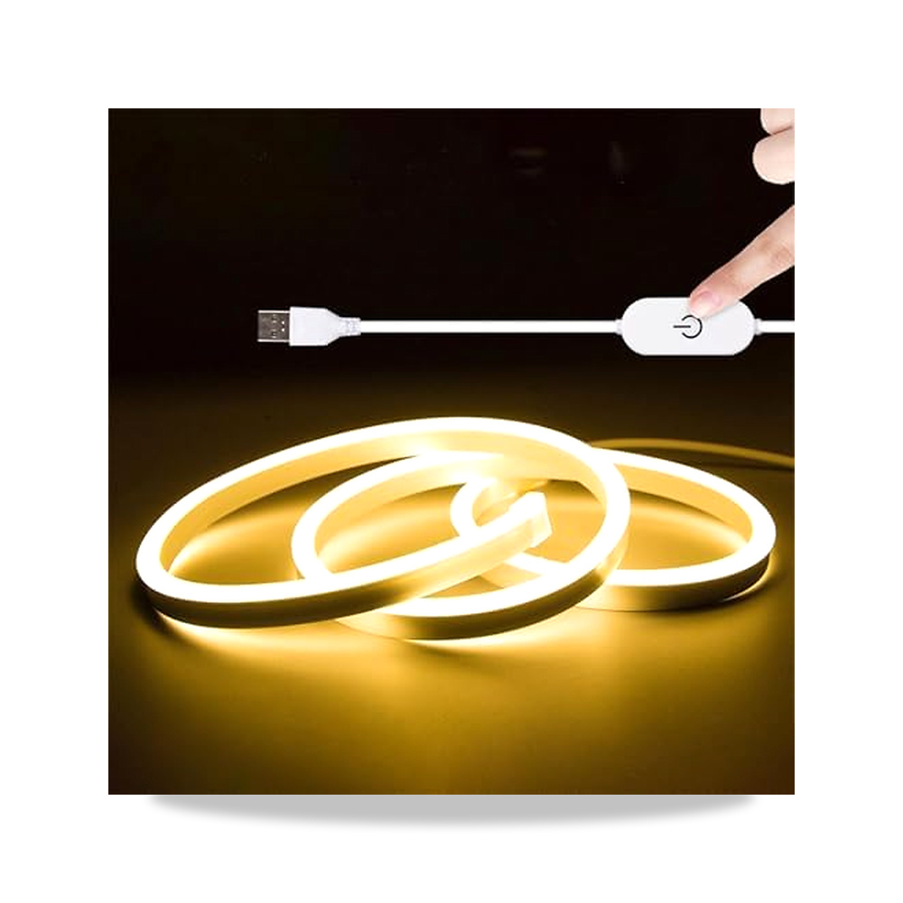 صورة منتج شريط اضاءة LED يعمل باللمس USB ابيض دافئ 3000 كلفن، 5 فولت 10 قدم/3 متر 360 مصباح LED عالي السطوع، LED نيون - كود الصنف reemco-2027-1514081 - ماركة يباع من خلال reemco - توريد وتصوير حصري لشركة ريمكو القابضة السعودية
