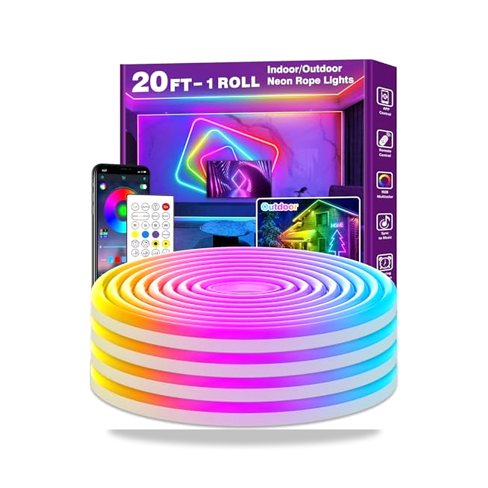 صورة منتج شريط إضاءة LED نيون مرن ومتعدد الأوضاع يعمل بتحكم عن طريق التطبيق/جهاز تحكم عن بعد مصابيح RGB خارجية مقاومة - كود الصنف reemco-2027-1514088 - ماركة يباع من خلال reemco - توريد وتصوير حصري لشركة ريمكو القابضة السعودية