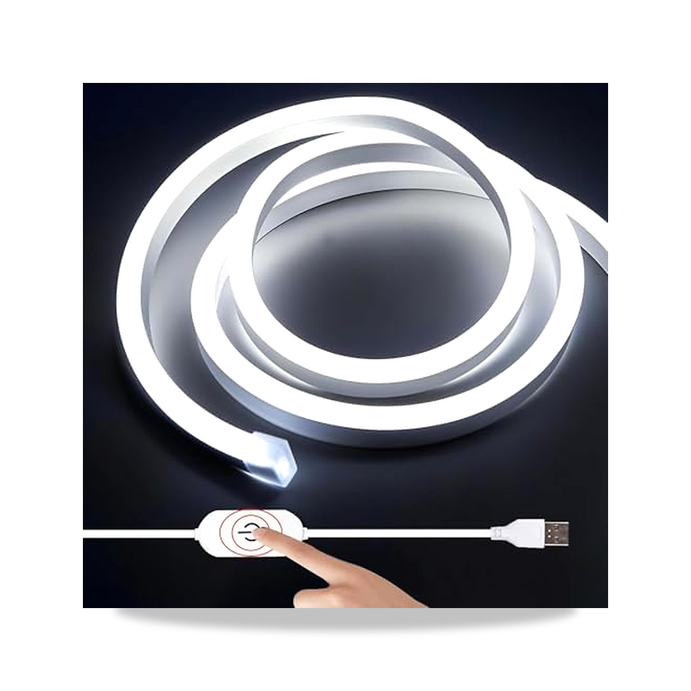 صورة منتج شريط اضاءة LED يعمل باللمس USB ابيض 6500 كلفن، 5 فولت 10 قدم/3 متر 360 مصباح LED عالي السطوع، نيون مقاوم - كود الصنف reemco-2027-1514100 - ماركة يباع من خلال reemco - توريد وتصوير حصري لشركة ريمكو القابضة السعودية