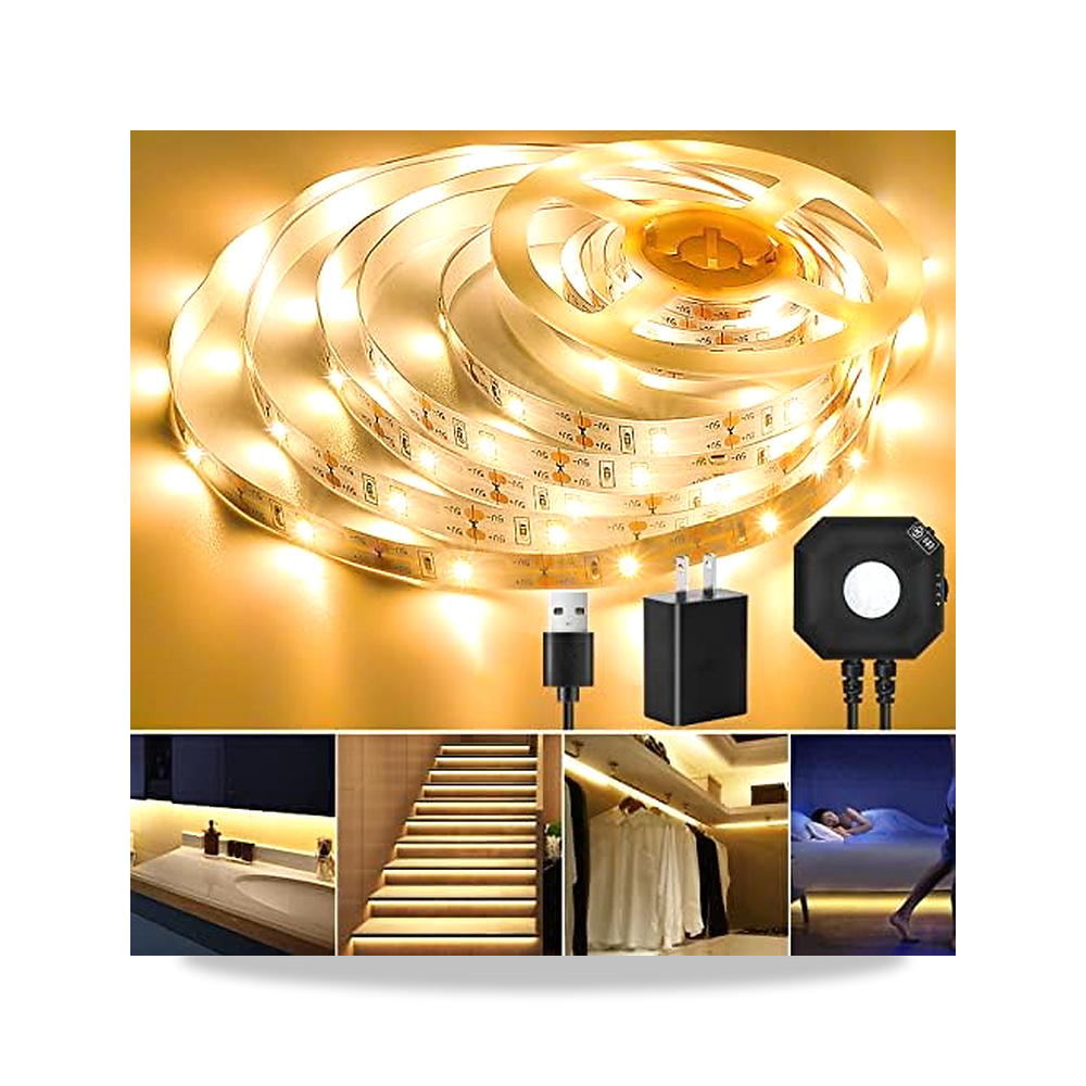 صورة منتج شريط اضاءة LED، LED بمستشعر حركة بطول 10 قدم، ليلية تحت السرير والخزانة، سطوع قابل للتعديل 2835 حبل للمنزل - كود الصنف reemco-2027-1514102 - ماركة يباع من خلال reemco - توريد وتصوير حصري لشركة ريمكو القابضة السعودية