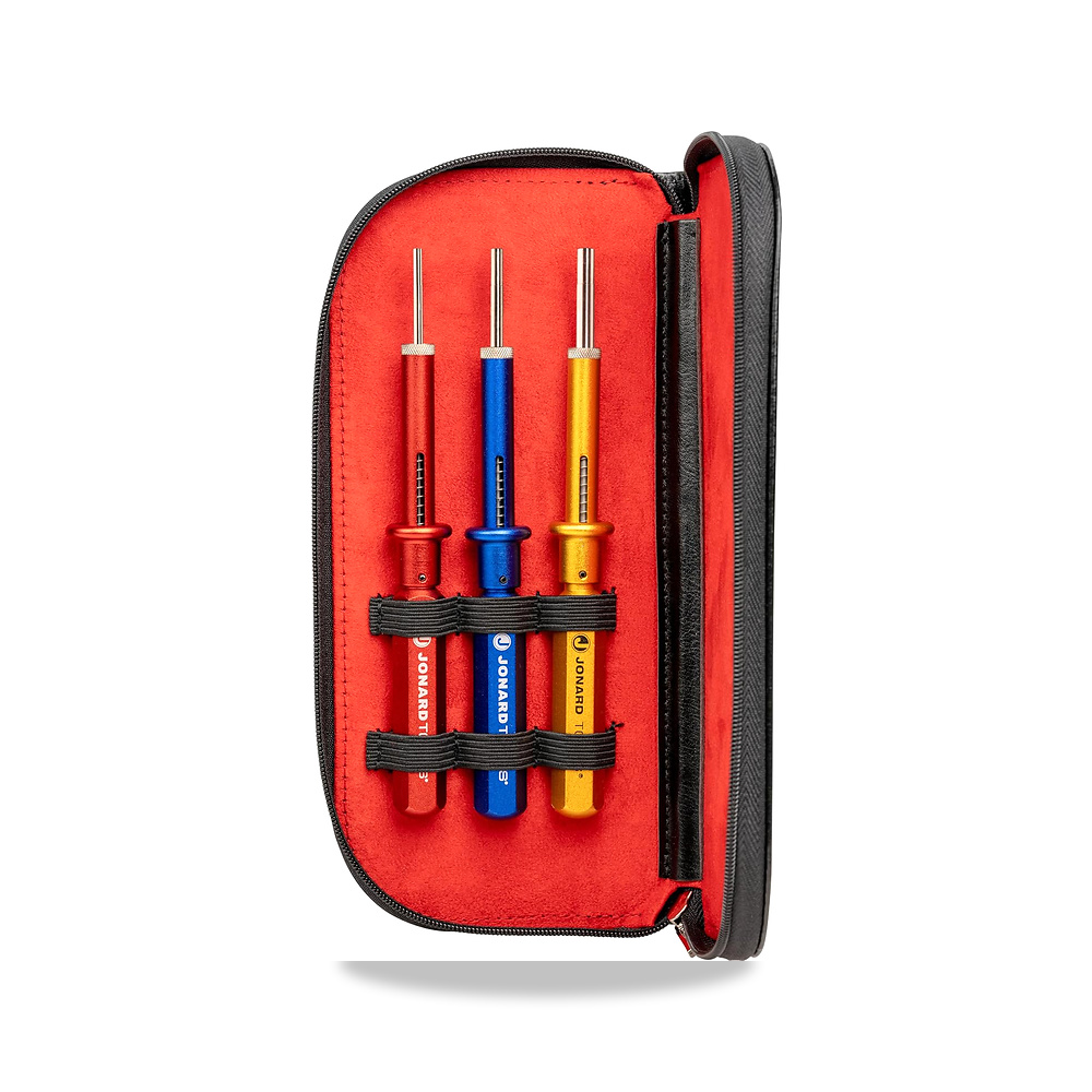 صورة منتج مجموعة أدوات استخراج 3 قطع KR-260 مع حقيبة جلدية من جونارد تولز – اللون Red, Blue, Yellow – المادة ستانلس ستيل مقاوم للصدأ - كود الصنف reemco-2027-1520099 - ماركة يباع من خلال reemco - توريد وتصوير حصري لشركة ريمكو القابضة السعودية