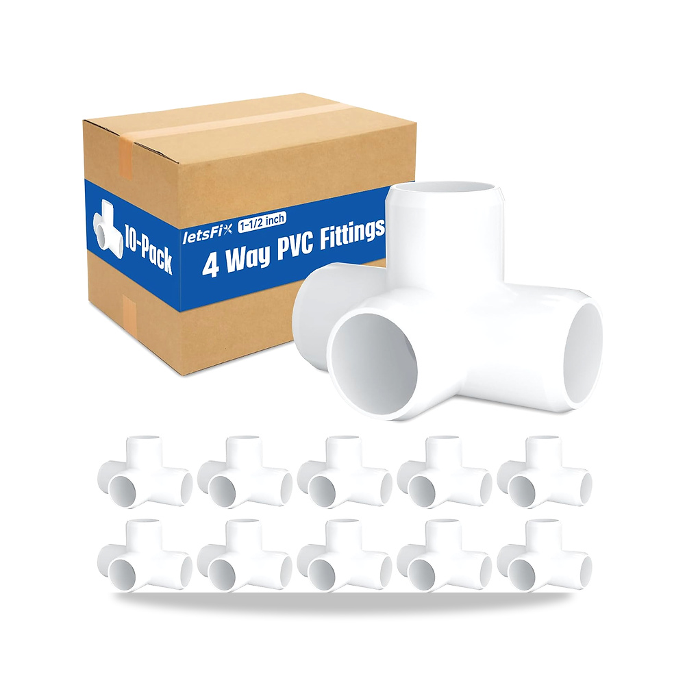 صورة منتج وصلات انابيب بلاستيك PVC 4 اتجاهات مقاس 1 1/2 انش – درجة الاثاث لرفوف PVC ذاتية الصنع، هياكل موديل SCH40 - كود الصنف reemco-2027-1520769 - ماركة يباع من خلال reemco - توريد وتصوير حصري لشركة ريمكو القابضة السعودية