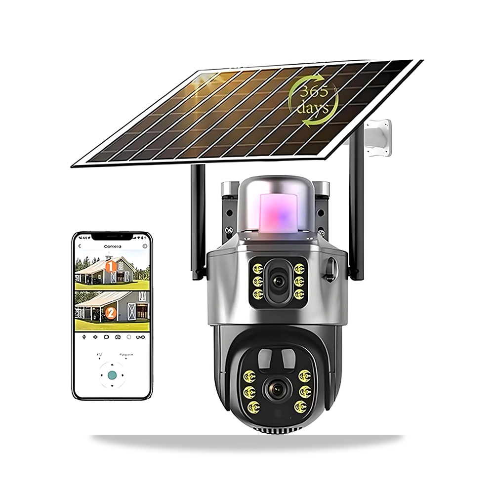 صورة منتج كاميرا مراقبة 4G لاسلكية تعمل بطاقة الشمس، أمنية PTZ (قابلة للتحريك والتكبير)، بكاميرتين مزدوجتين، مع لوحة - كود الصنف reemco-2027-1525167 - ماركة يباع من خلال reemco - توريد وتصوير حصري لشركة ريمكو القابضة السعودية