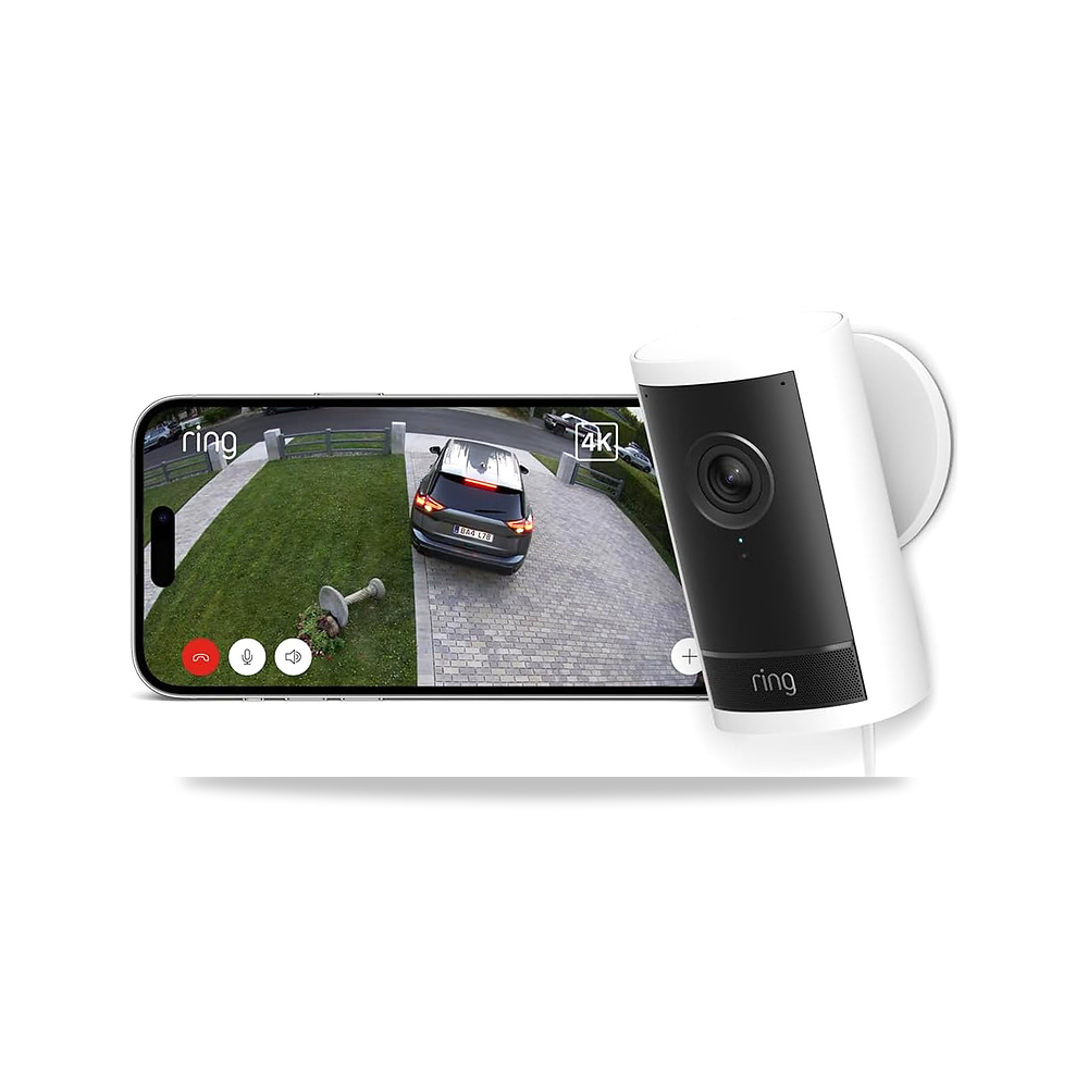 صورة منتج كاميرا Ring Outdoor Camera Pro Plug-In الجديدة – مراقبة – بتقنية Retinal Vision 4K، مع تكبير يصل حتى 10 مرات - كود الصنف reemco-2027-1525533 - ماركة يباع من خلال reemco - توريد وتصوير حصري لشركة ريمكو القابضة السعودية