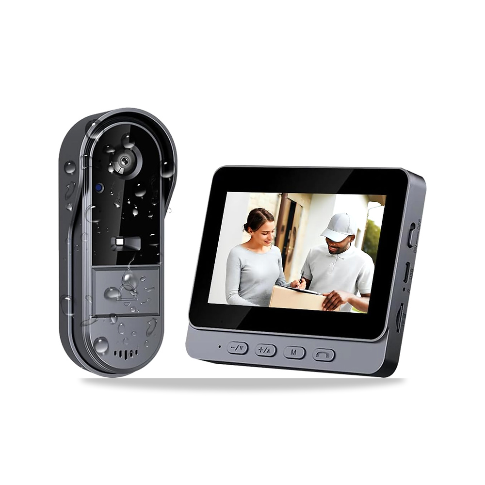 صورة منتج كاميرا جرس باب لاسلكية مع شاشة عرض (مقاس 4.3 بوصة)، جرس باب فيديو لاسلكي، مقاوم للماء، زاوية رؤية 170° - كود الصنف reemco-2027-1525700 - ماركة يباع من خلال reemco - توريد وتصوير حصري لشركة ريمكو القابضة السعودية