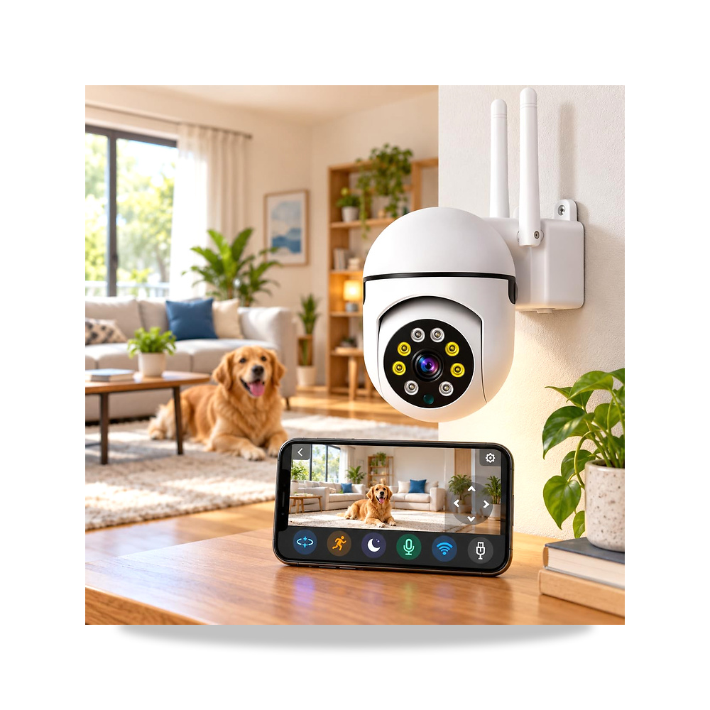 صورة منتج كاميرا مراقبة 1080P واي فاي للامن المنزلي، داخلية وخارجية 2.4Ghz مع رؤية ليلية، صوت ثنائي الاتجاه، تخزين - كود الصنف reemco-2027-1525887 - ماركة يباع من خلال reemco - توريد وتصوير حصري لشركة ريمكو القابضة السعودية