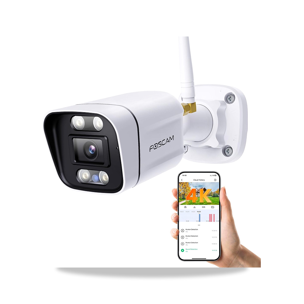 صورة منتج فوسكام كاميرات مراقبة لاسلكية 4K 8MP للاماكن الخارجية، كاميرا واي فاي 5GHz و2.4GHz لامان المنزل موديل IP66 - كود الصنف reemco-2027-1526277 - ماركة يباع من خلال reemco - توريد وتصوير حصري لشركة ريمكو القابضة السعودية