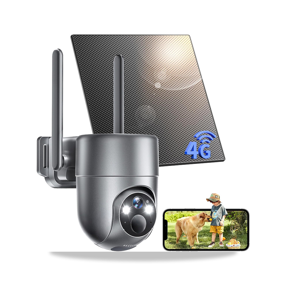 صورة منتج كاميرا خارجية تعمل بالطاقة الشمسية 4G LTE مع شريحة اتصال لاسلكية، 2K مع لوحة شمسية وبطارية، PTZ موديل IP66 - كود الصنف reemco-2027-1526406 - ماركة يباع من خلال reemco - توريد وتصوير حصري لشركة ريمكو القابضة السعودية