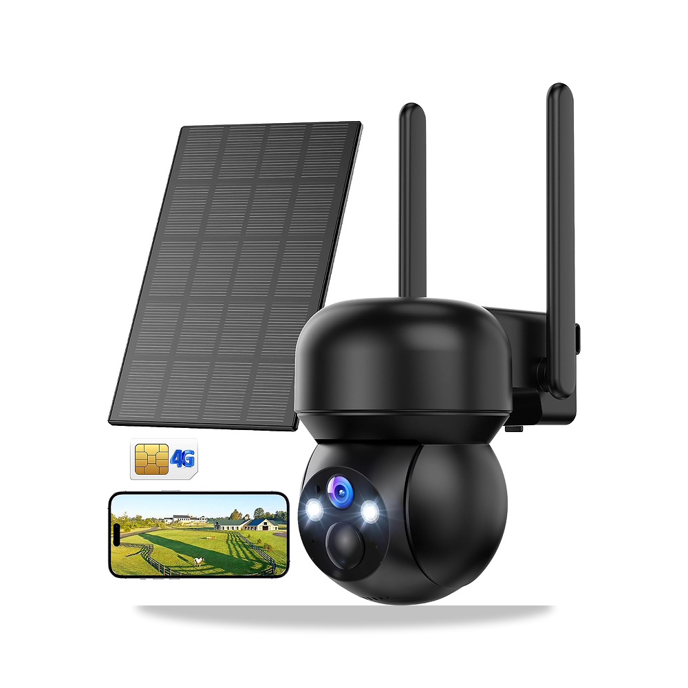 صورة منتج كاميرا تعمل بالطاقة الشمسية شبكة الجيل الرابع 4G LTE مع شريحة اتصال خارجية كاميرات لاسلكية 2K مع لوحة شمسية - كود الصنف reemco-2027-1526466 - ماركة يباع من خلال reemco - توريد وتصوير حصري لشركة ريمكو القابضة السعودية