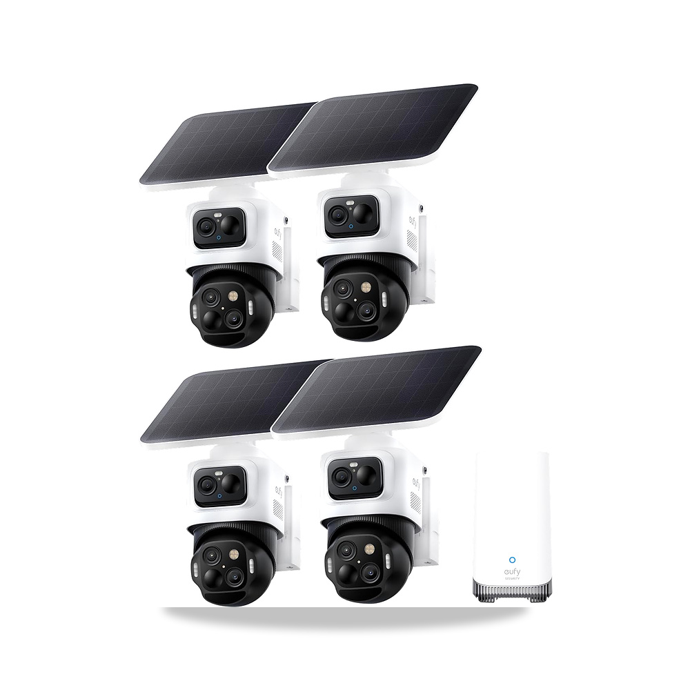 صورة منتج طقم كاميرا مراقبة خارجية يوفي كام S4 لاسلكي يعمل بطاقة شمسية ثلاثي عدسات دقة 4K UHD زاوية إمالة 360° وتتبع - كود الصنف reemco-2027-1527860 - ماركة يباع من خلال reemco - توريد وتصوير حصري لشركة ريمكو القابضة السعودية