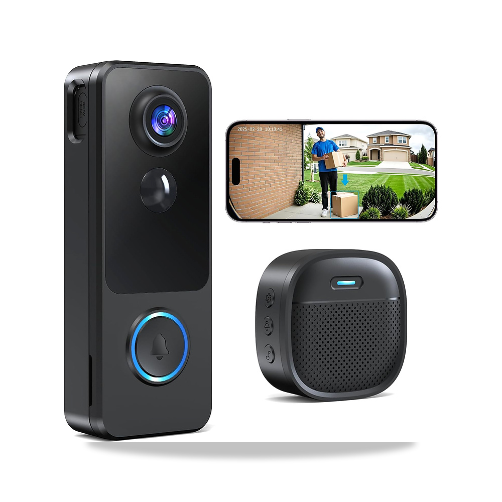 صورة منتج كاميرا جرس باب لاسلكية 2K 3MP 360 درجة بدون اشتراك، مراقبة واي فاي بتصميم عين السمكة، جرس باب ذكي يعمل - كود الصنف reemco-2027-1528735 - ماركة يباع من خلال reemco - توريد وتصوير حصري لشركة ريمكو القابضة السعودية