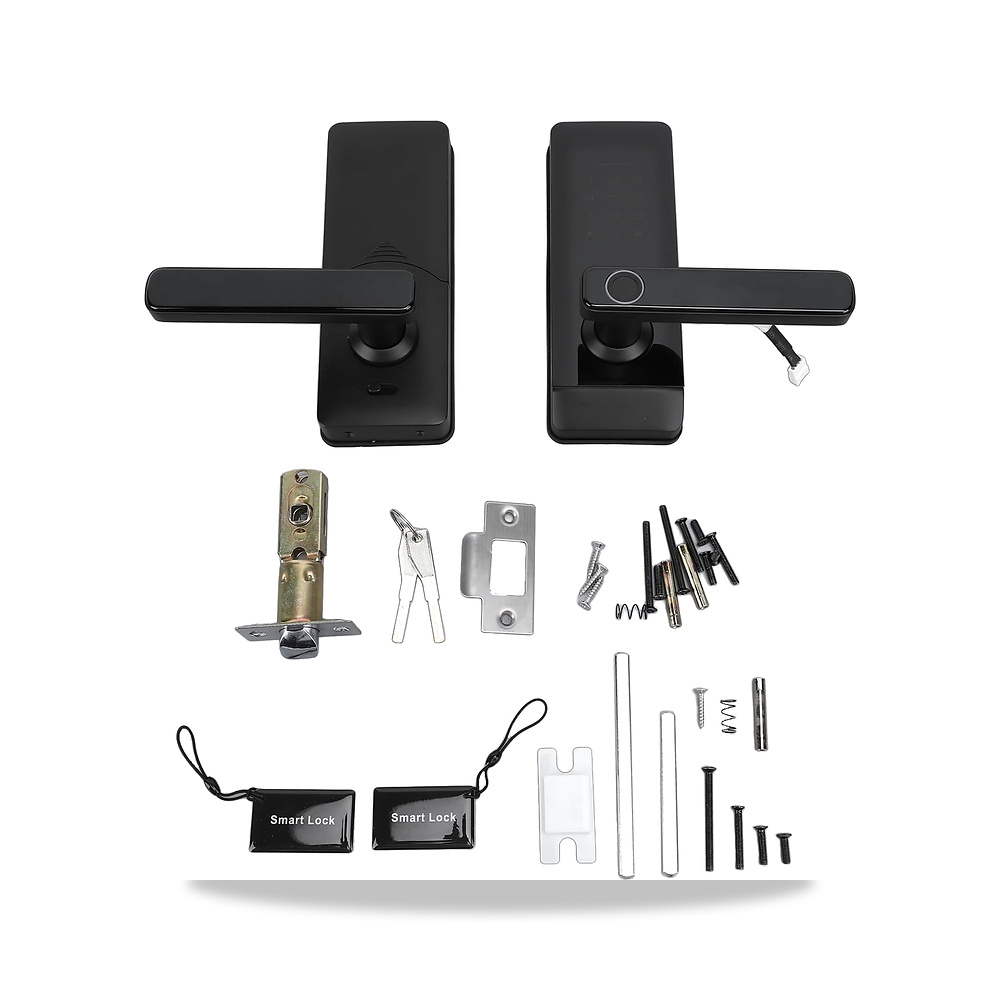 صورة منتج قفل باب ذكي ببصمة الاصبع ومفتاح بكلمة مرور وبطاقة تطبيق لفتح القفل الالكتروني، مقبض باب بيومتري EMUKOEP - كود الصنف reemco-2027-1529922 - ماركة يباع من خلال reemco - توريد وتصوير حصري لشركة ريمكو القابضة السعودية