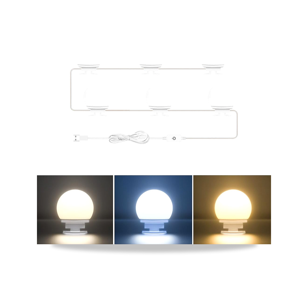 صورة منتج مصابيح مراة فانيتي LED من هوليوود، 3 الوان، مكياج قابلة للتعتيم بمنفذ USB 5 فولت، مصباح زينة قابل للتعديل - كود الصنف reemco-2027-1531512 - ماركة يباع من خلال reemco - توريد وتصوير حصري لشركة ريمكو القابضة السعودية