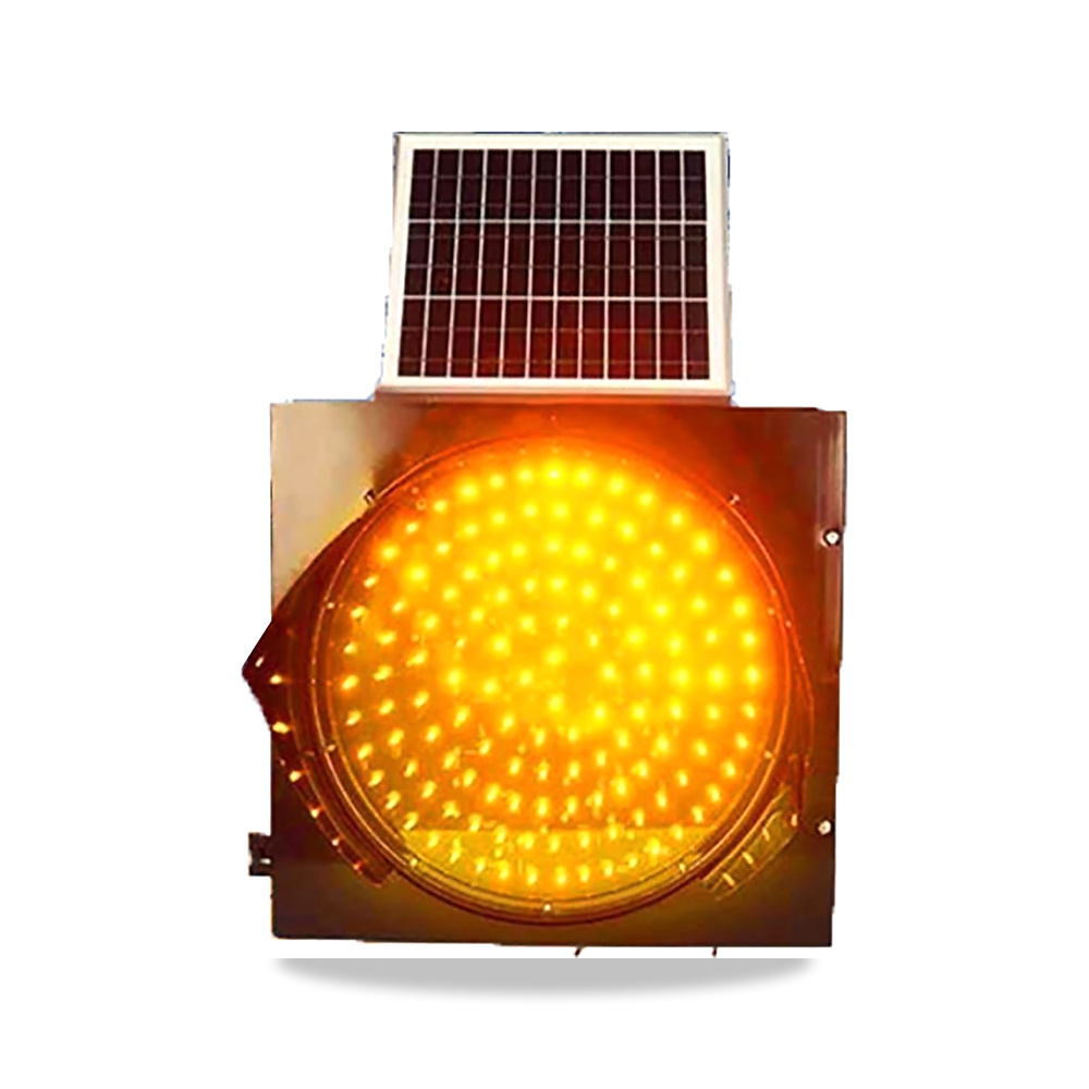 صورة منتج مصباح مرور LED اصفر يعمل بالطاقة الشمسية مقاس 12/16 انش، اشارة صناعي مع لوحة شمسية وحاجب للشمس، مقاوم للماء - كود الصنف reemco-2027-1533653 - ماركة يباع من خلال reemco - توريد وتصوير حصري لشركة ريمكو القابضة السعودية