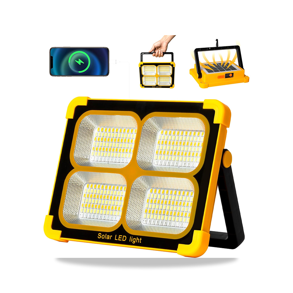 صورة منتج مصباح LED قابل لاعادة الشحن بقدرة 100 واط و10000 لومن مع لوحة شمسية 12000mAh بمنفذ USB و4 اوضاع اضاءة مثالية - كود الصنف reemco-2027-1533834 - ماركة يباع من خلال reemco - توريد وتصوير حصري لشركة ريمكو القابضة السعودية
