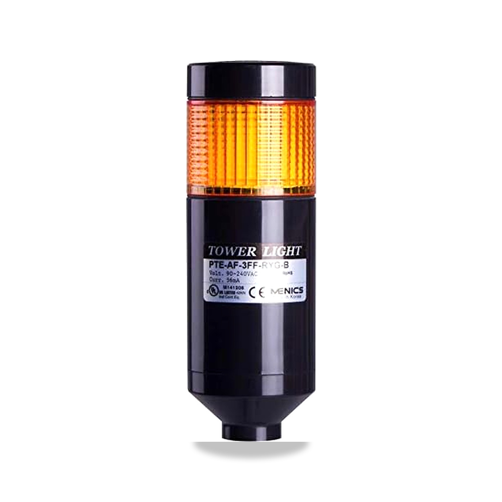 صورة منتج PTE-T-102-Y-B، مصباح برج مكدس LED 56 ملم بلون اصفر معياري واحد، ثابت، هيكل اسود، موصل طرفي 24 فولت تيار - كود الصنف reemco-2027-1534146 - ماركة يباع من خلال reemco - توريد وتصوير حصري لشركة ريمكو القابضة السعودية