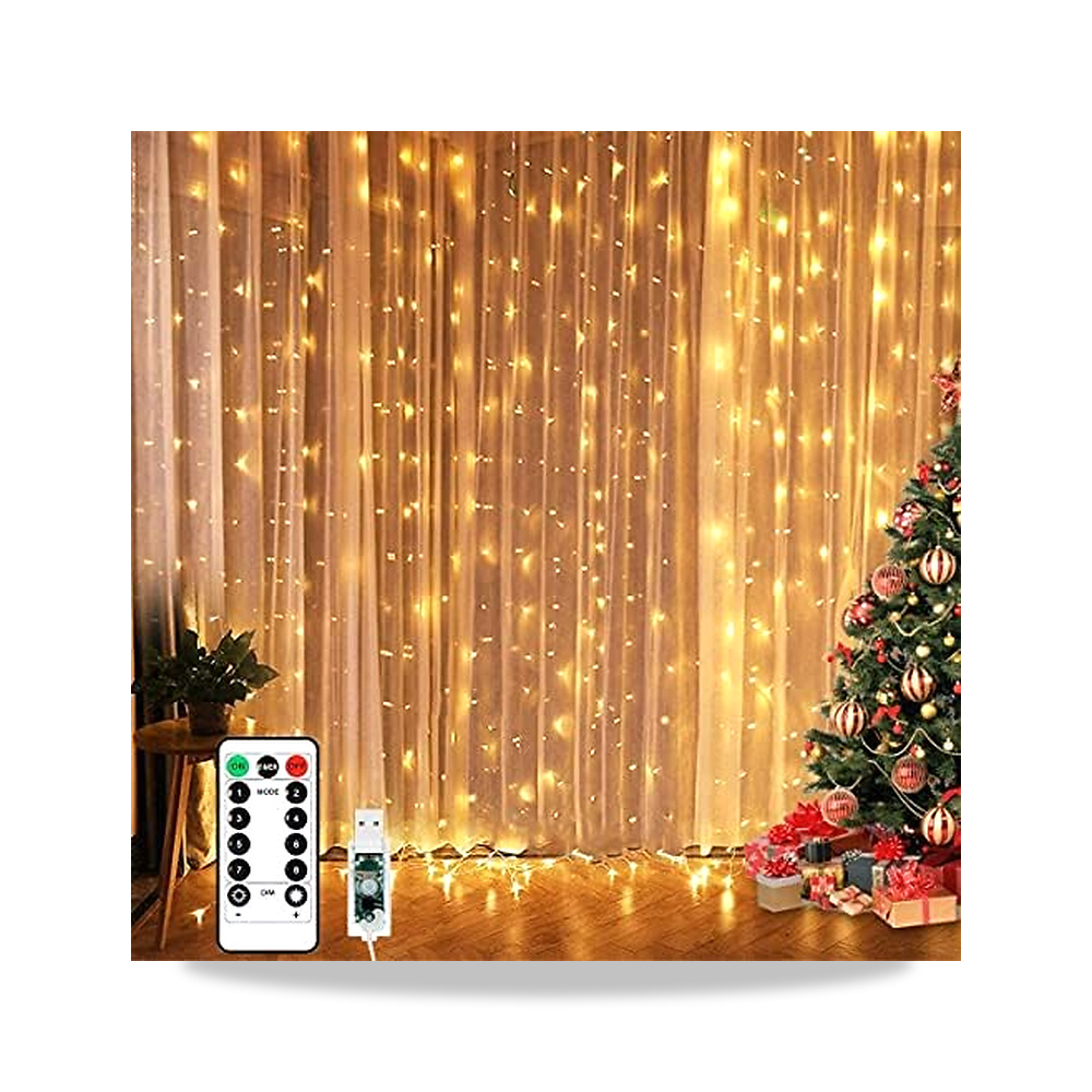 صورة منتج ستارة نافذة LED توينكل، 3 متر × 3 متر 300 مصباح LED تعمل بمنفذ USB 8 اوضاع اضواء سلسلة جليدية مع جهاز تحكم - كود الصنف reemco-2027-1534421 - ماركة يباع من خلال reemco - توريد وتصوير حصري لشركة ريمكو القابضة السعودية