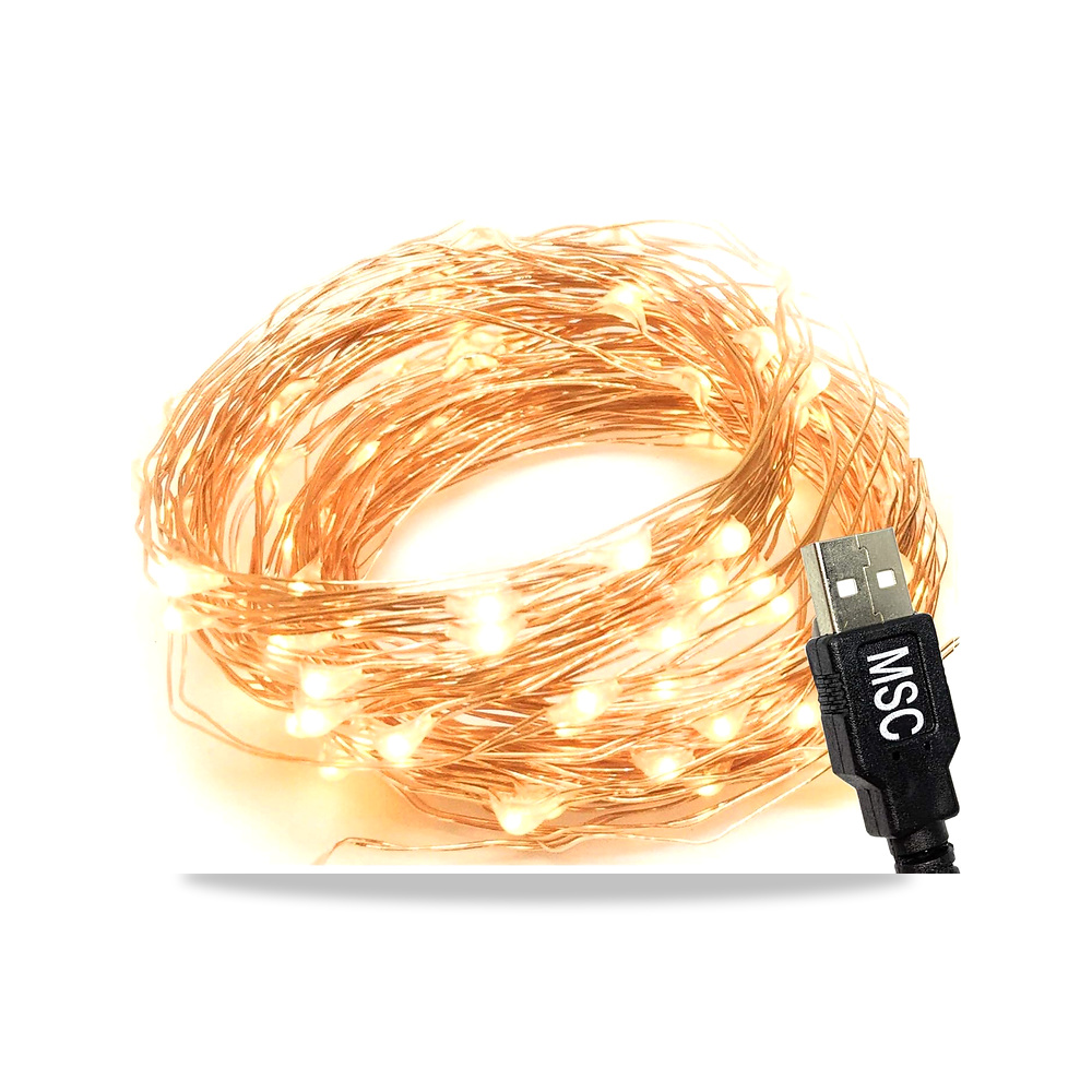 صورة منتج سلسلة إضاءة LED بعدد 100 مصباح بطول 10 م تعمل عبر USB بسلك نحاسي ومناسبة لزينة الكريسماس والحفلات والمناسبات - كود الصنف reemco-2027-1534462 - ماركة يباع من خلال reemco - توريد وتصوير حصري لشركة ريمكو القابضة السعودية