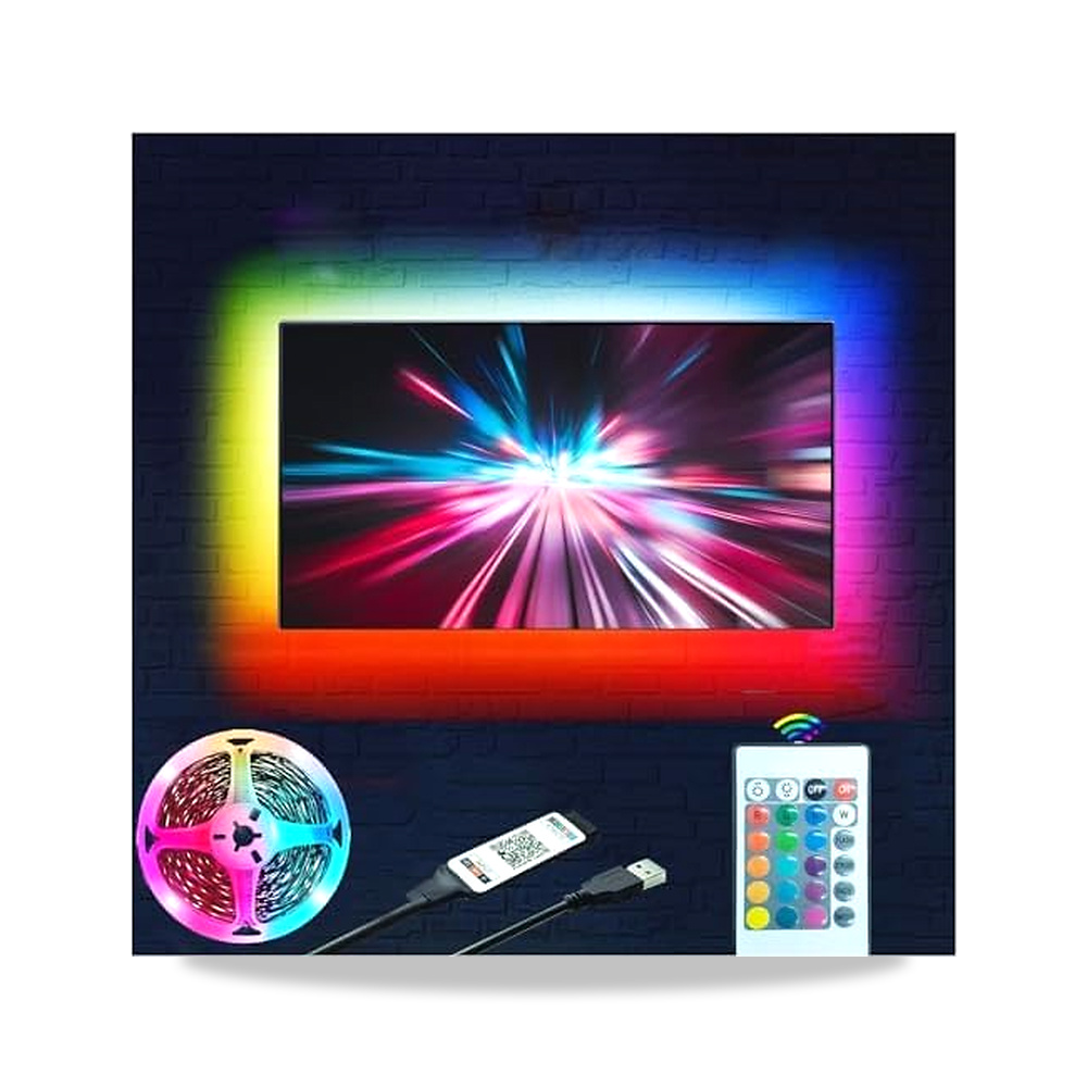 صورة منتج مصابيح LED للتلفزيون بطول 16.4 قدم/5 متر لـ 32-60 بوصة RGB إضاءة خلفية مزامنة الموسيقى وتطبيق بلوتوث وجهاز - كود الصنف reemco-2027-1534478 - ماركة يباع من خلال reemco - توريد وتصوير حصري لشركة ريمكو القابضة السعودية
